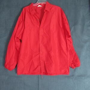 Vintage Felco Windbreaker Mens Large Red Snap Up Jacket Retro Sports 80s USA